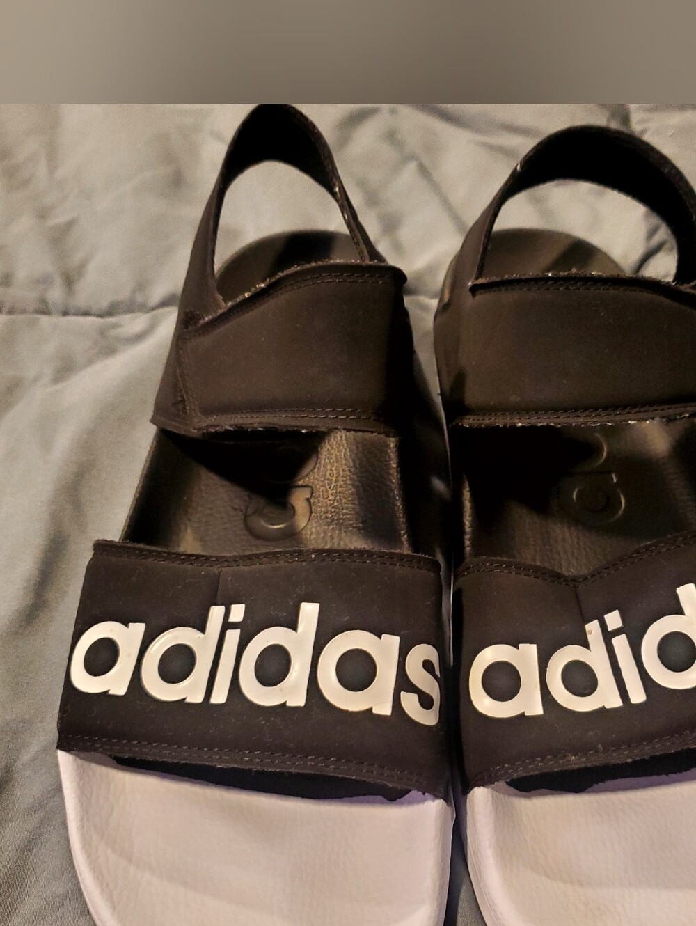 adidas Black and White Men's Slide Sandals with Bold Logo